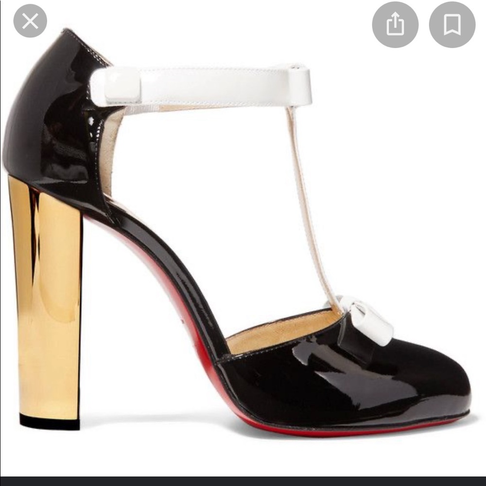 Christian Louboutin Patent Leather Zerlita Metallic  Mary Jane Block 100 Heel